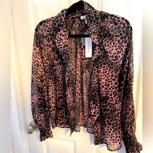 Nwt top shot sheer leopard blouse